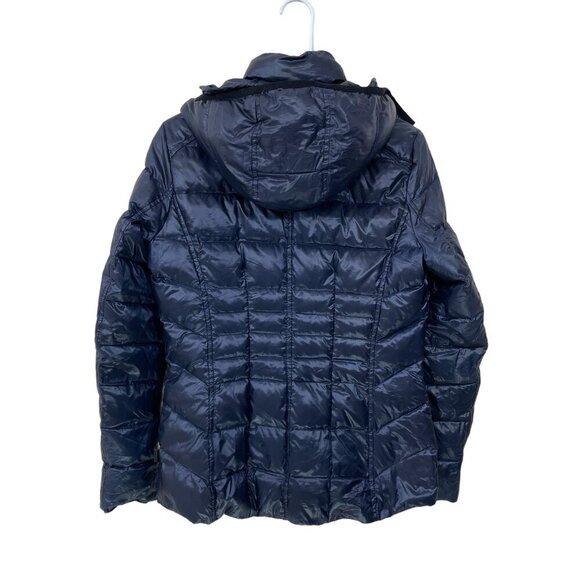 Andrew Marc Jacket Womens XS 650 Fill Power Feather Down Hooded Puffer Coat Navy - Picture 2 of 9